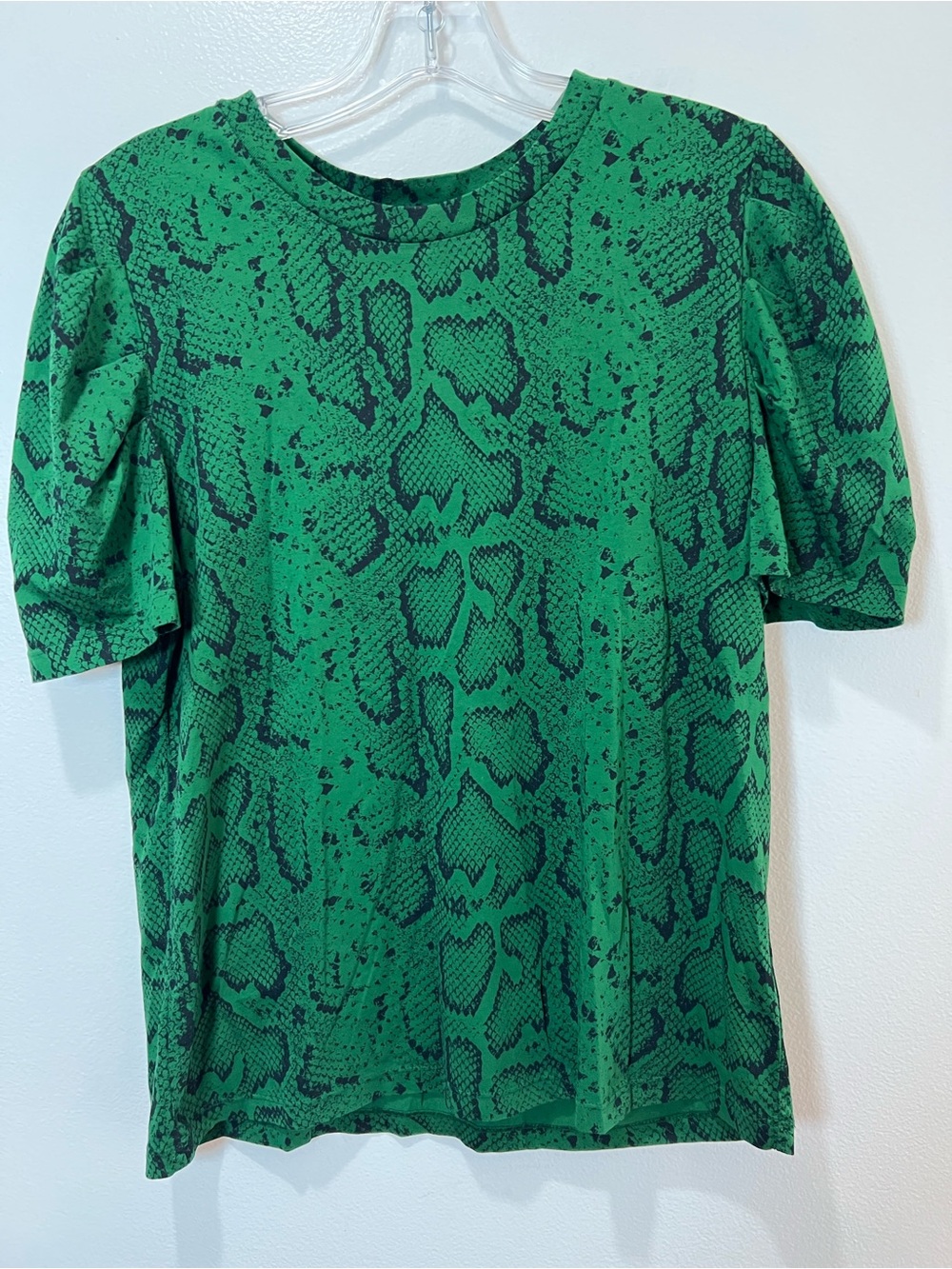 Pam & Gela Green Snake Puff Sleeve Tee